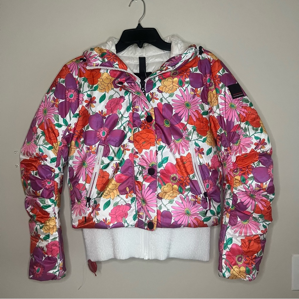 NWT Love Shack Fancy Bogner Sella D Puffer Jacket In Magenta Disco Light - Picture 9 of 14